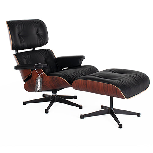 Vitra Eames Lounge Chair en ottoman palissanderhout zwart leder