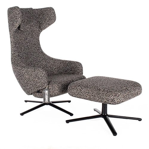 Vitra grand repos fauteuil en ottoman grijs