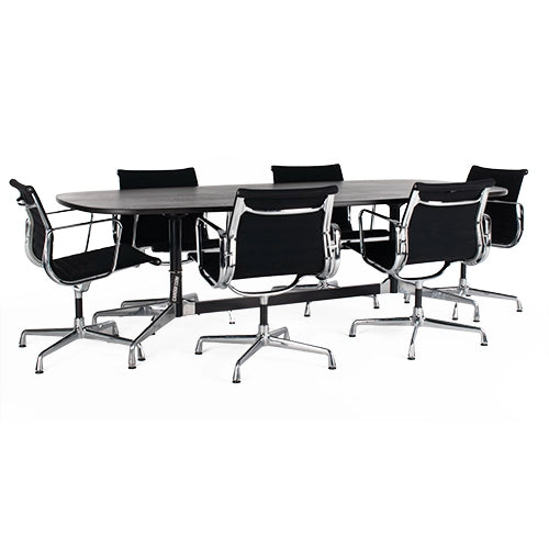 Vitra Segmented tafel stoelen bruin zwart chroom