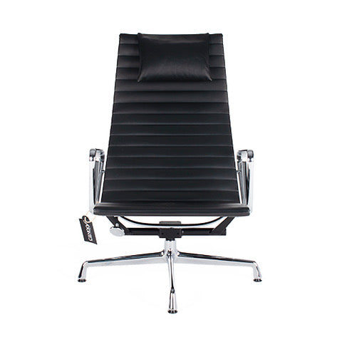 Vitra EA124 fauteuil zwart leder