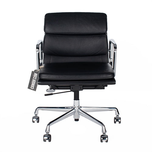 Vitra ea217 softpad bureaustoel zwart leder