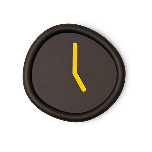 Werkwaardig Round clock zwart geel