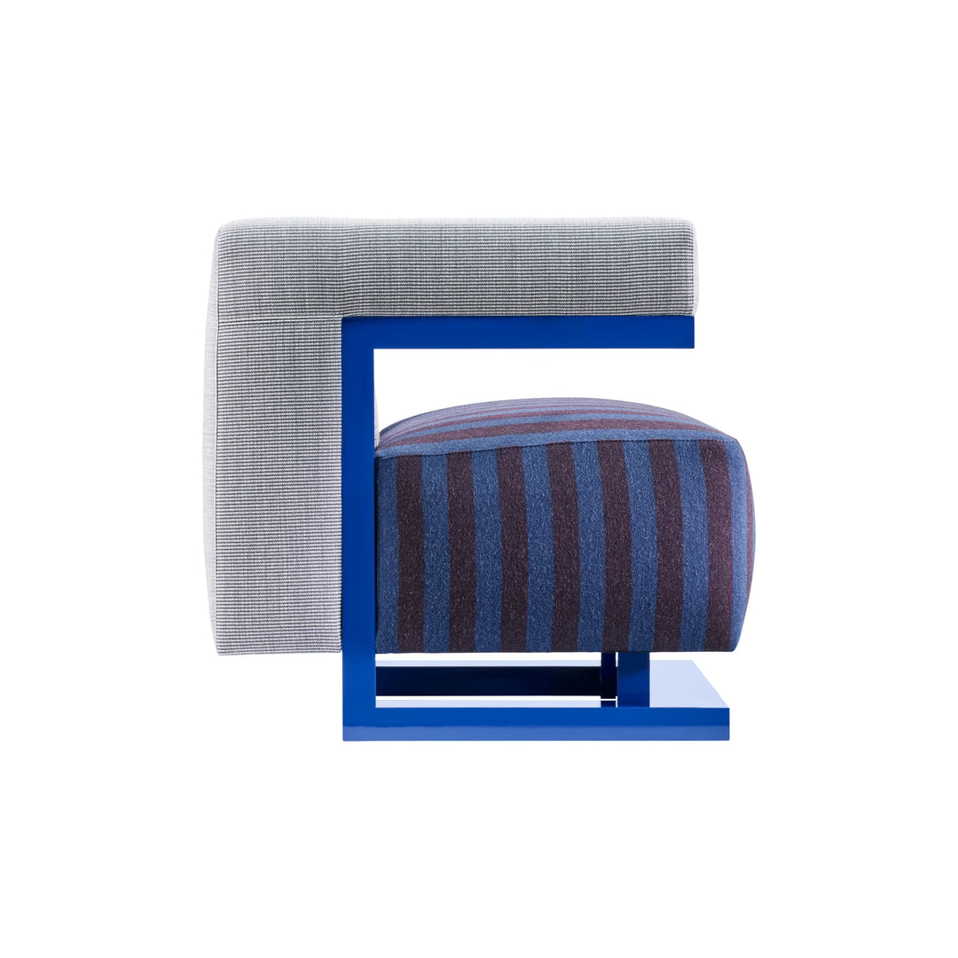 Tecta F51N fauteuil blauw zijaanzicht