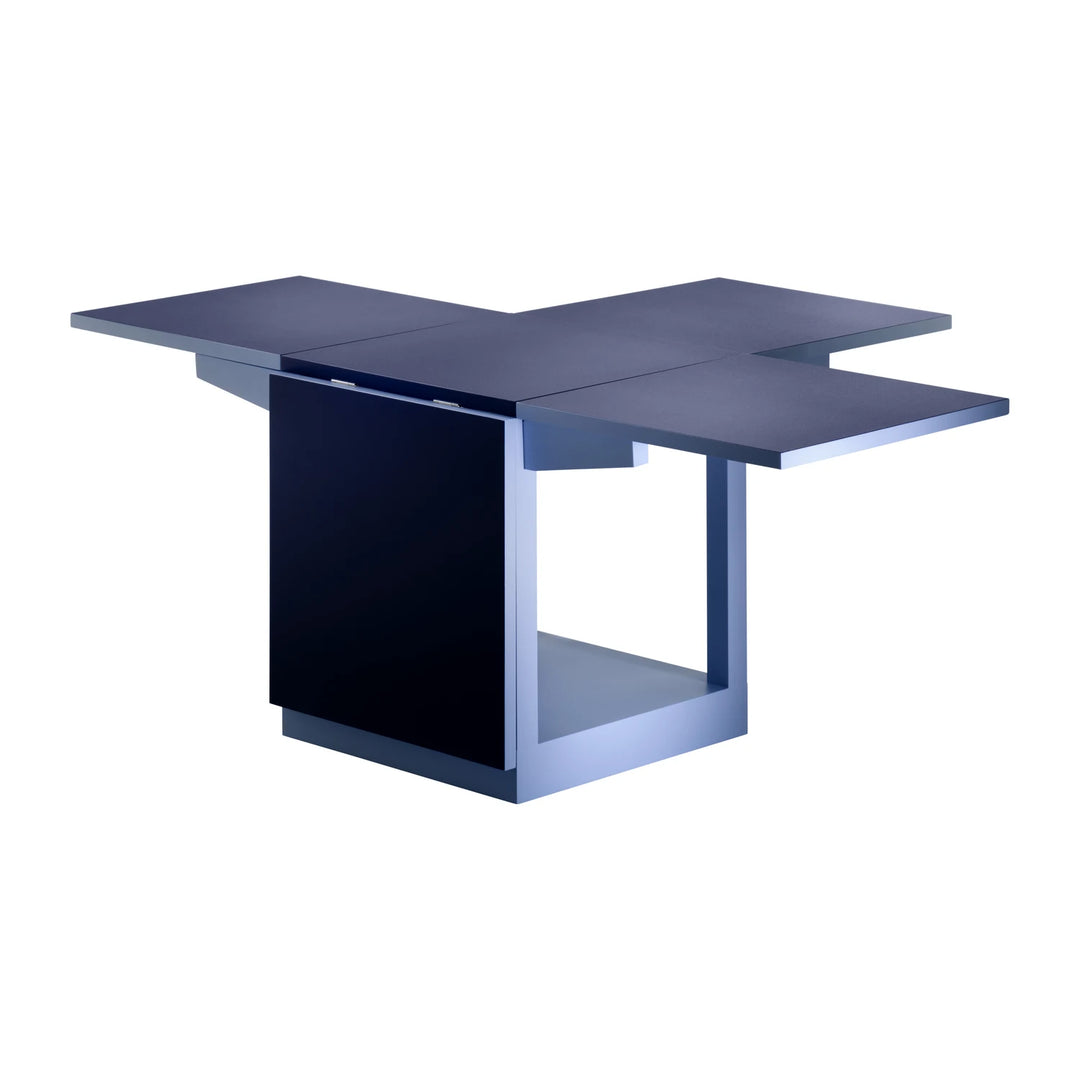 Tecta K10N bijzettafel blauw half uitgeklapt