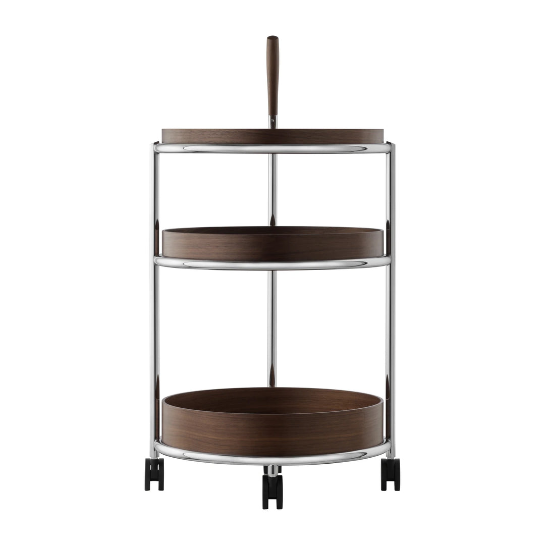 Tecta K6 trolley walnoot met chroom frame vooraanzicht