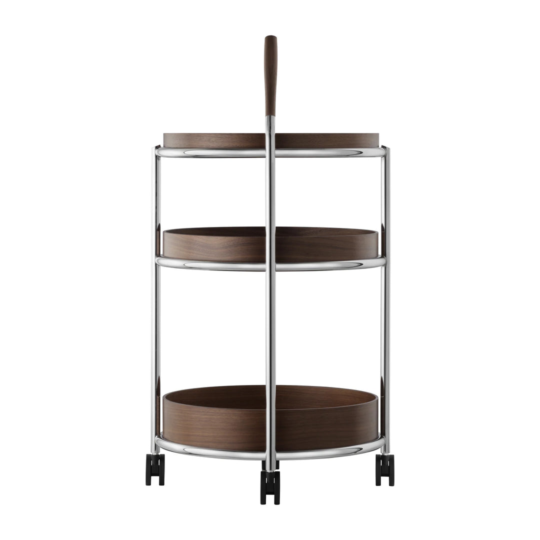 Tecta K6 trolley walnoot met chroom frame achteraanzicht