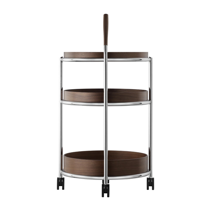 Tecta K6 trolley walnoot met chroom frame achteraanzicht
