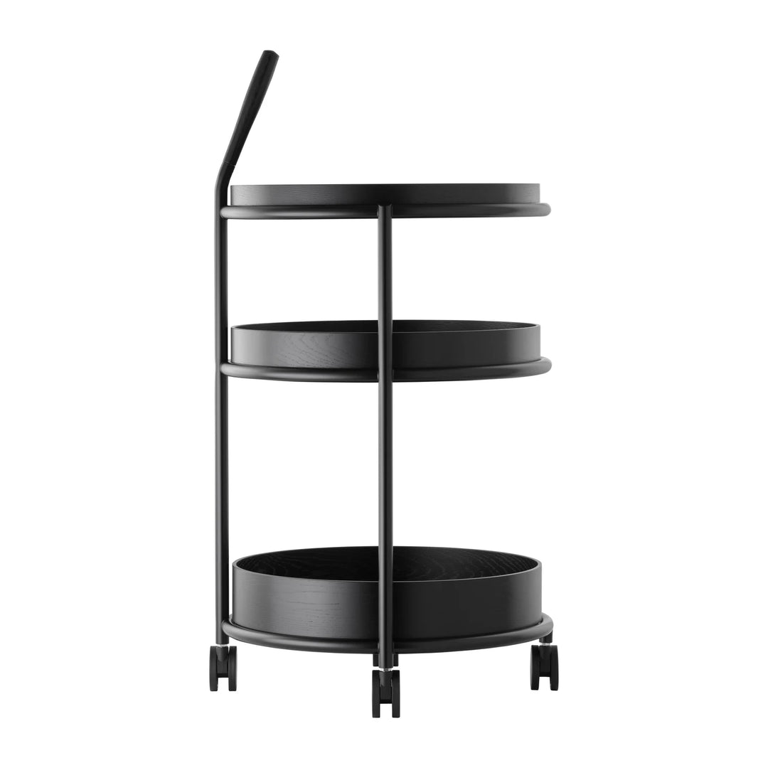 Tecta K6 trolley zwart met zwart frame zijaanzicht met handgreep