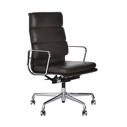 Vitra EA219 donkerbruin leder chroom frame